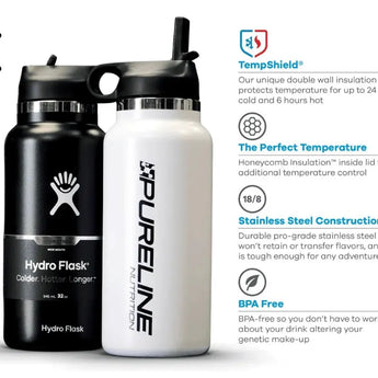 HydroFlask 32 oz Wide Mouth w/ Straw Lid - Accessories - Pureline Nutrition